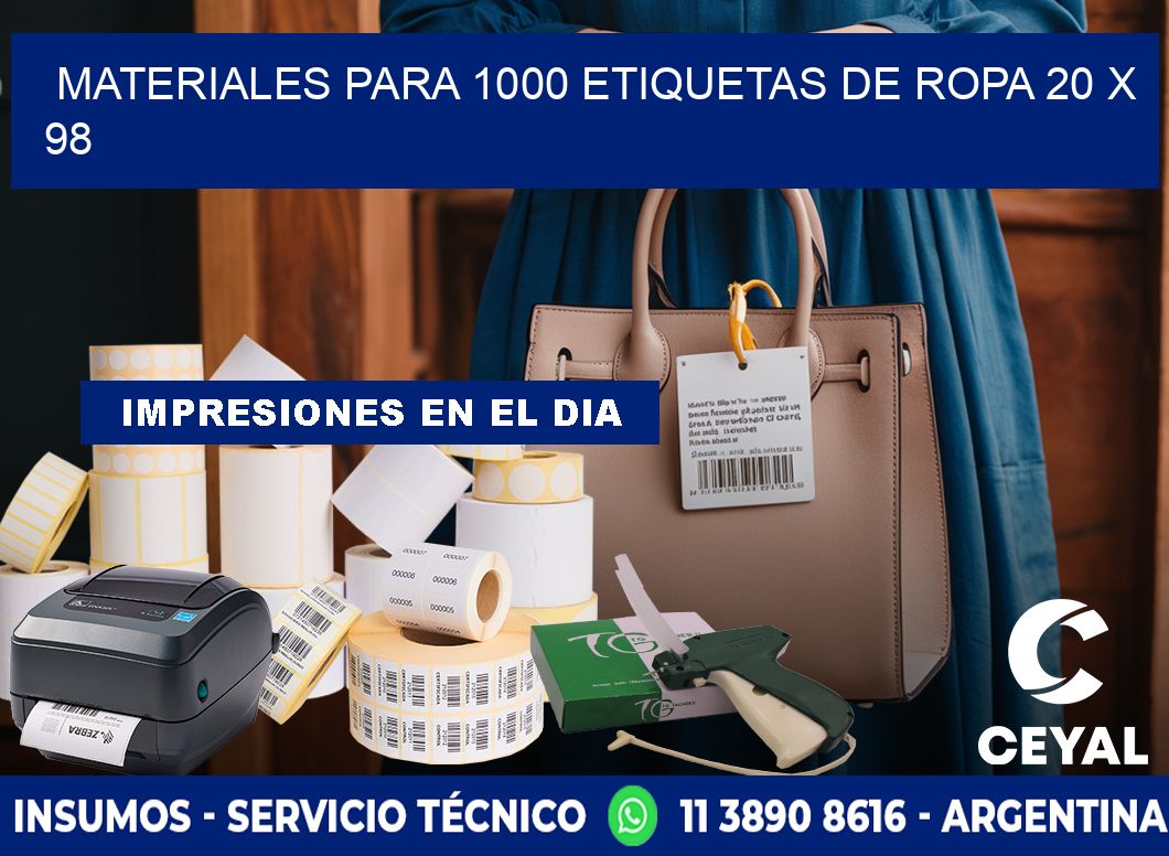 MATERIALES PARA 1000 ETIQUETAS DE ROPA 20 x 98