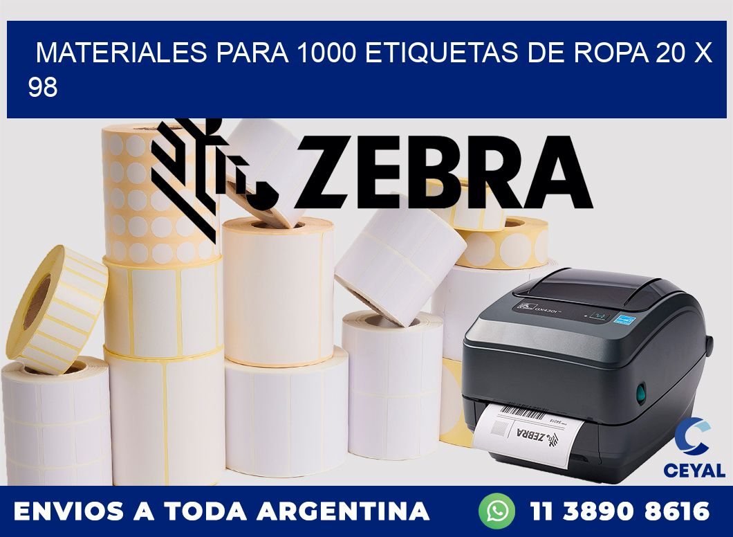 MATERIALES PARA 1000 ETIQUETAS DE ROPA 20 x 98