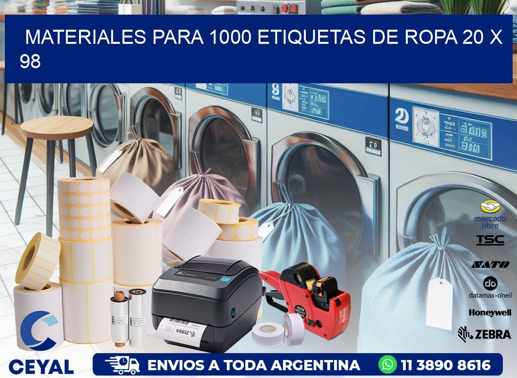 MATERIALES PARA 1000 ETIQUETAS DE ROPA 20 x 98