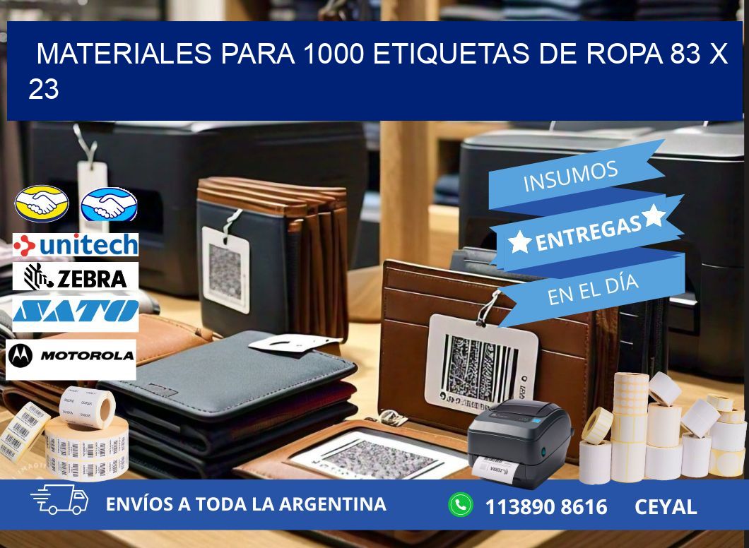 MATERIALES PARA 1000 ETIQUETAS DE ROPA 83 x 23