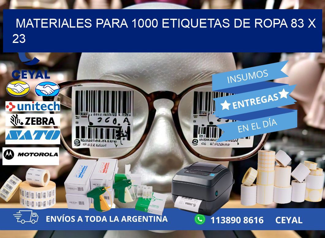 MATERIALES PARA 1000 ETIQUETAS DE ROPA 83 x 23