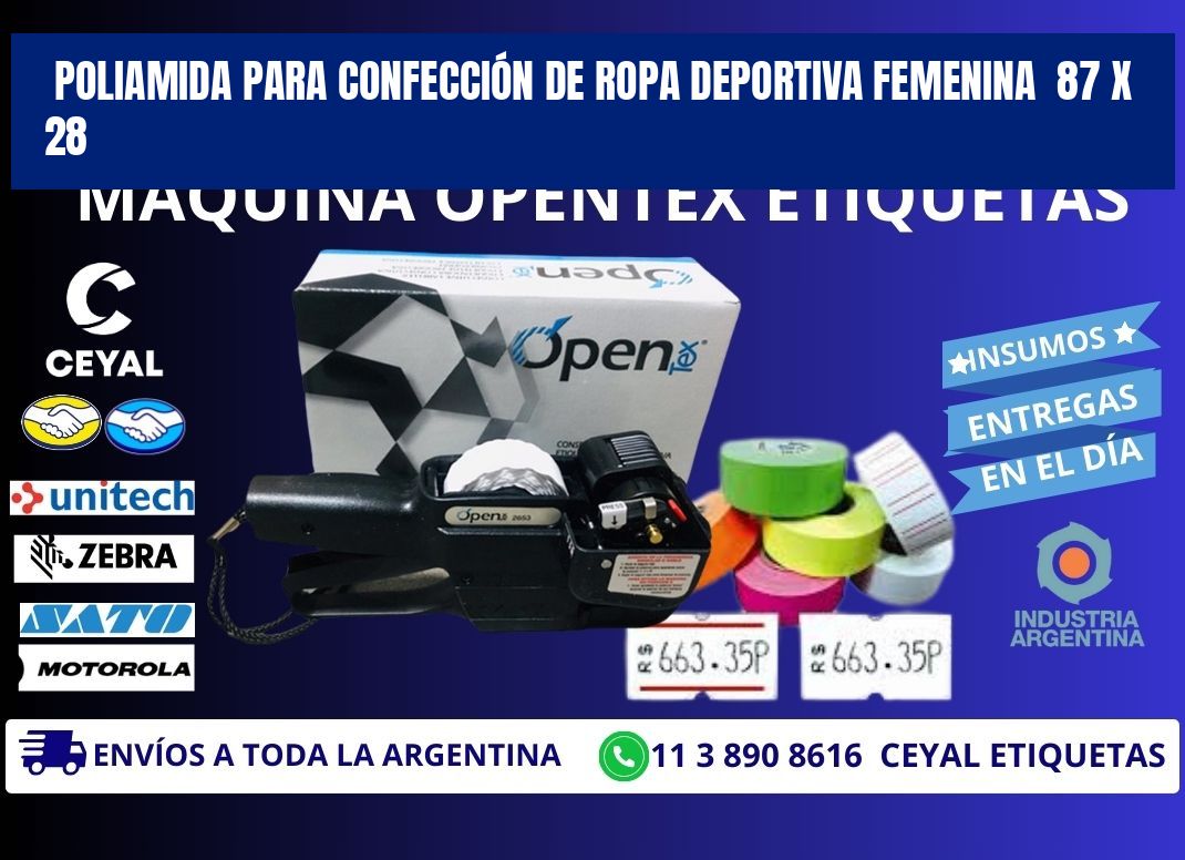 POLIAMIDA PARA CONFECCIÓN DE ROPA DEPORTIVA FEMENINA  87 x 28