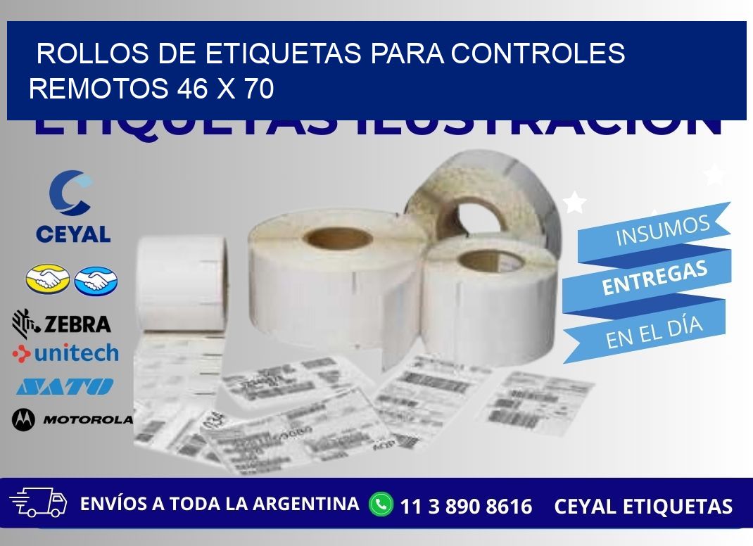 ROLLOS DE ETIQUETAS PARA CONTROLES REMOTOS 46 x 70