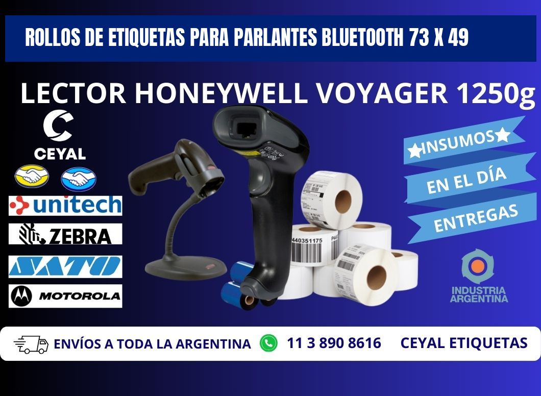 ROLLOS DE ETIQUETAS PARA PARLANTES BLUETOOTH 73 x 49