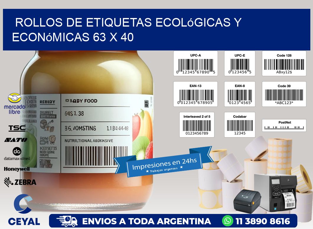 Rollos de Etiquetas Ecológicas y Económicas 63 x 40