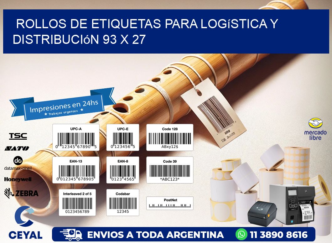 Rollos de Etiquetas para Logística y Distribución 93 x 27