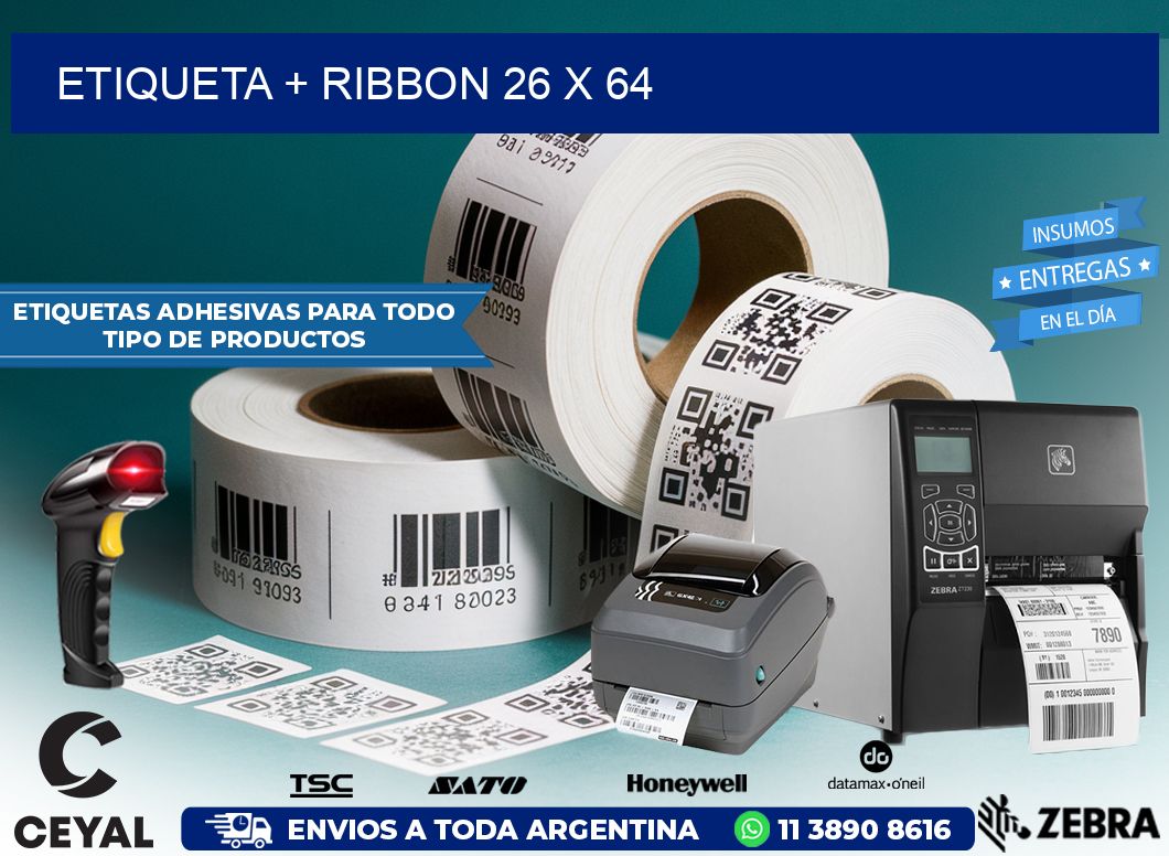 ETIQUETA + RIBBON 26 x 64