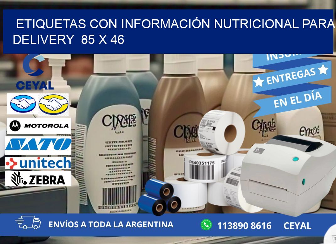 ETIQUETAS CON INFORMACIÓN NUTRICIONAL PARA DELIVERY  85 x 46