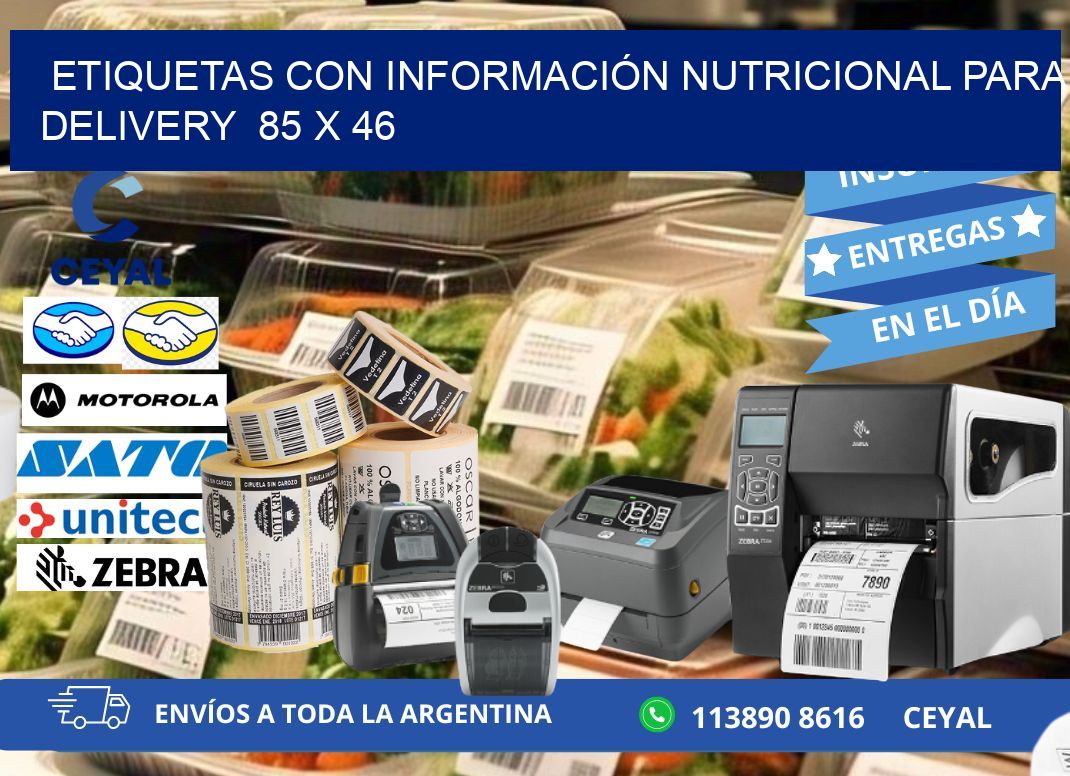 ETIQUETAS CON INFORMACIÓN NUTRICIONAL PARA DELIVERY  85 x 46