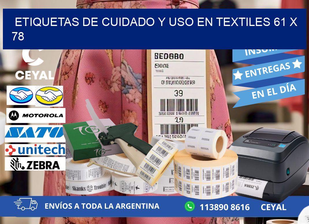 ETIQUETAS DE CUIDADO Y USO EN TEXTILES 61 x 78