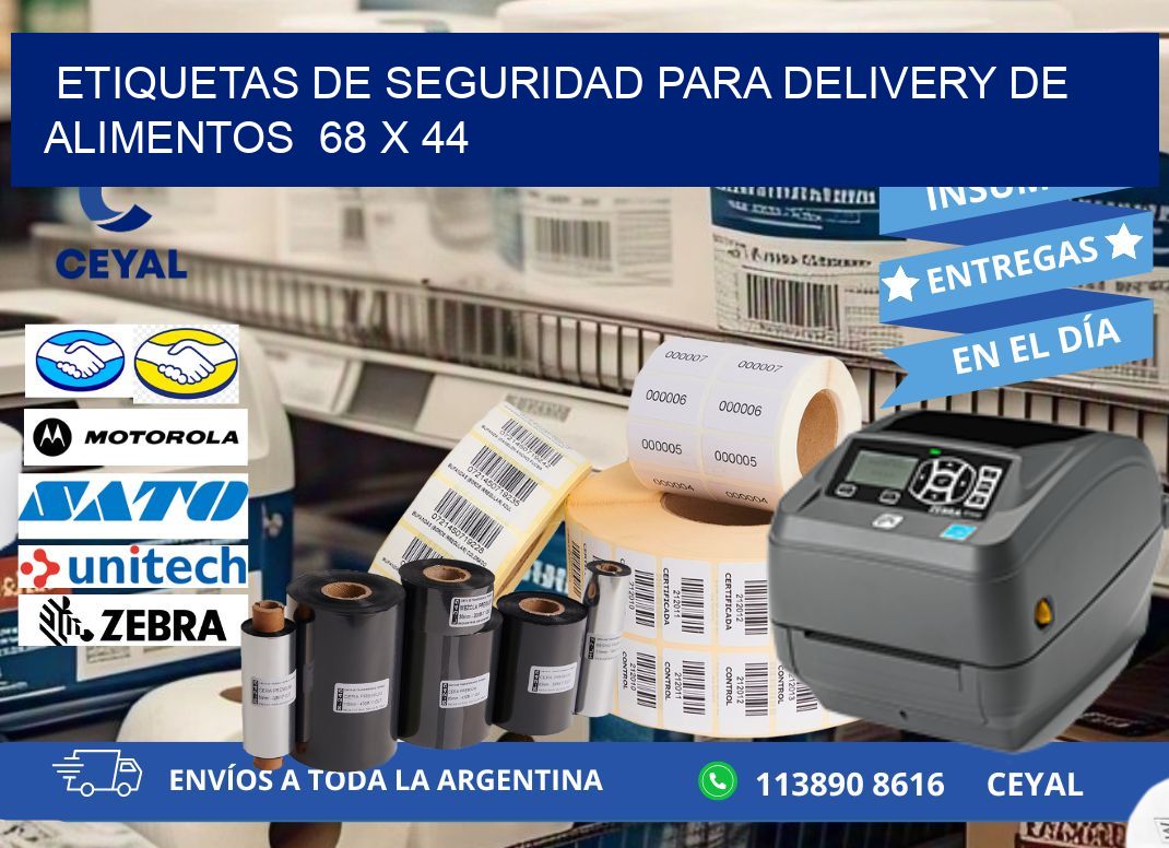 ETIQUETAS DE SEGURIDAD PARA DELIVERY DE ALIMENTOS  68 x 44