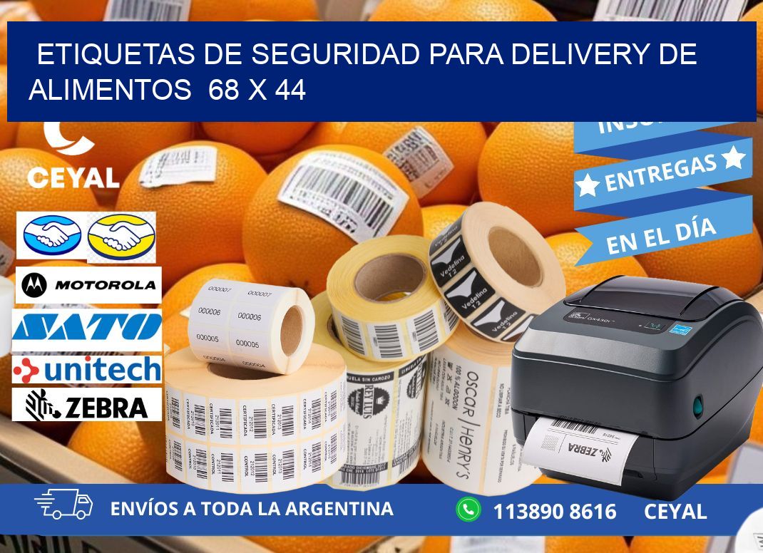 ETIQUETAS DE SEGURIDAD PARA DELIVERY DE ALIMENTOS  68 x 44