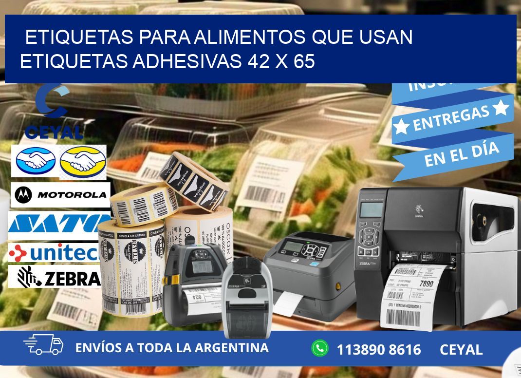 ETIQUETAS PARA ALIMENTOS QUE USAN ETIQUETAS ADHESIVAS 42 x 65