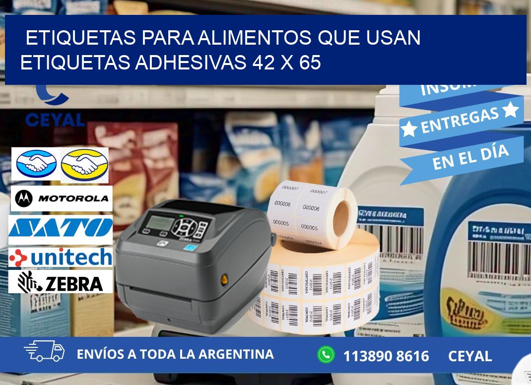 ETIQUETAS PARA ALIMENTOS QUE USAN ETIQUETAS ADHESIVAS 42 x 65