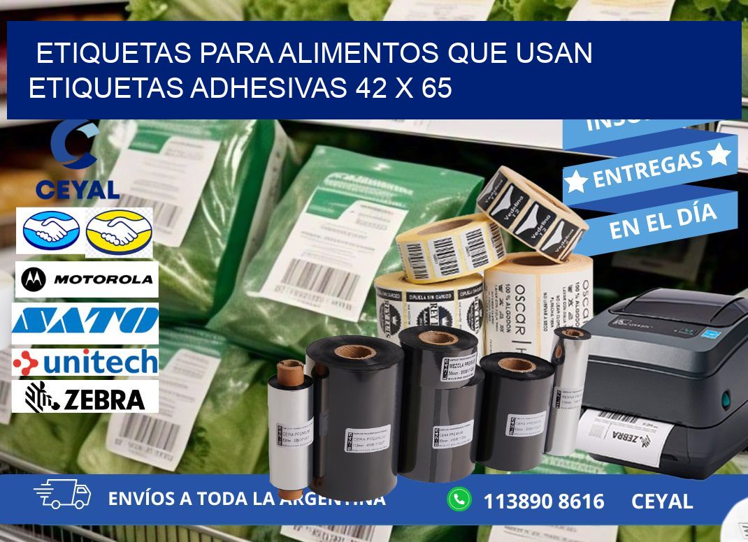 ETIQUETAS PARA ALIMENTOS QUE USAN ETIQUETAS ADHESIVAS 42 x 65