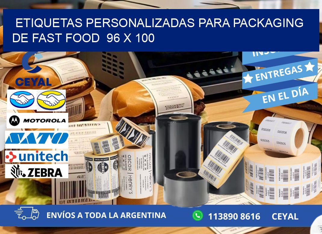 ETIQUETAS PERSONALIZADAS PARA PACKAGING DE FAST FOOD  96 x 100