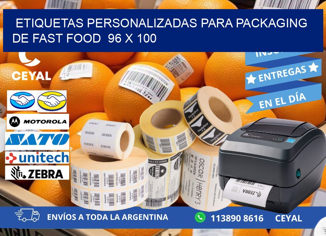 ETIQUETAS PERSONALIZADAS PARA PACKAGING DE FAST FOOD  96 x 100