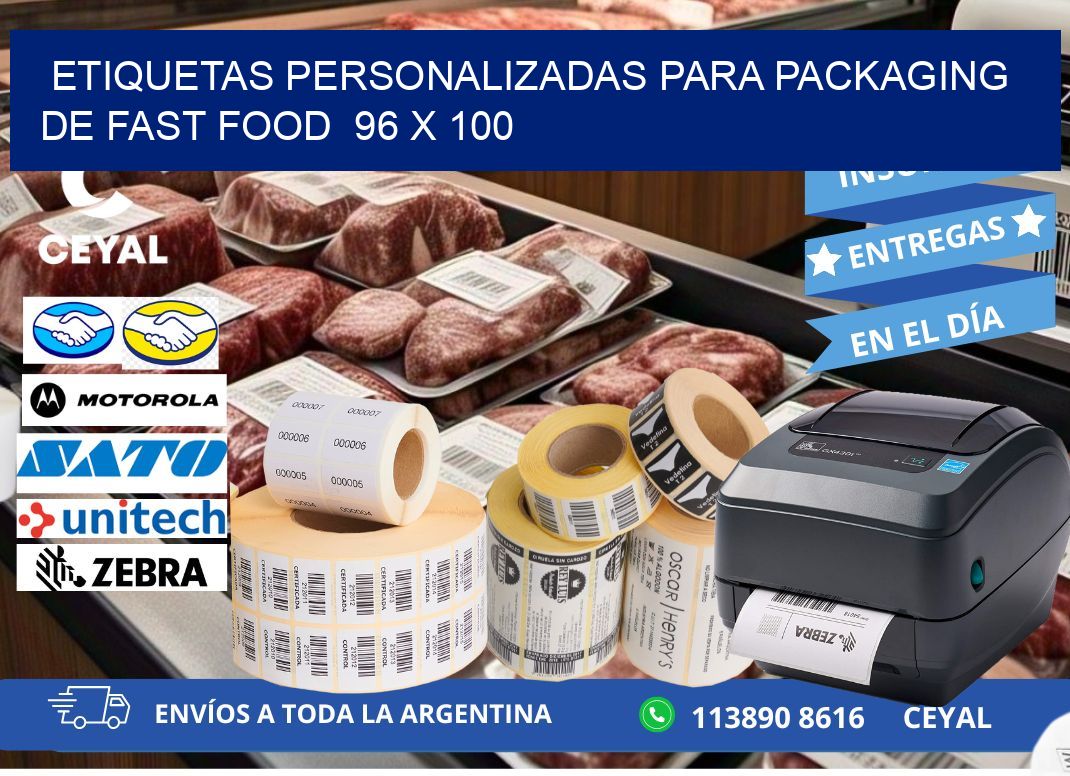 ETIQUETAS PERSONALIZADAS PARA PACKAGING DE FAST FOOD  96 x 100