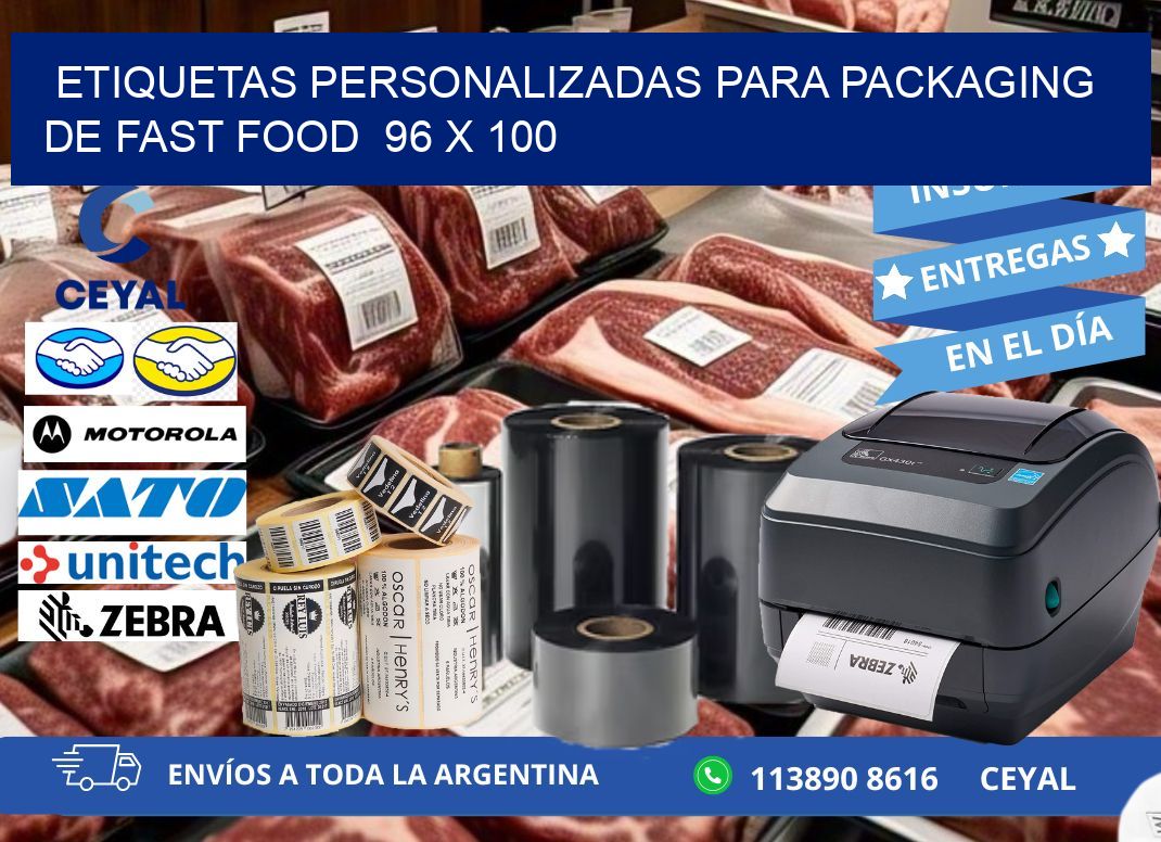 ETIQUETAS PERSONALIZADAS PARA PACKAGING DE FAST FOOD  96 x 100