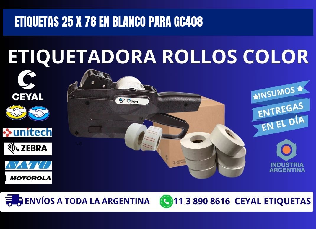 Etiquetas 25 x 78 en blanco para gc408