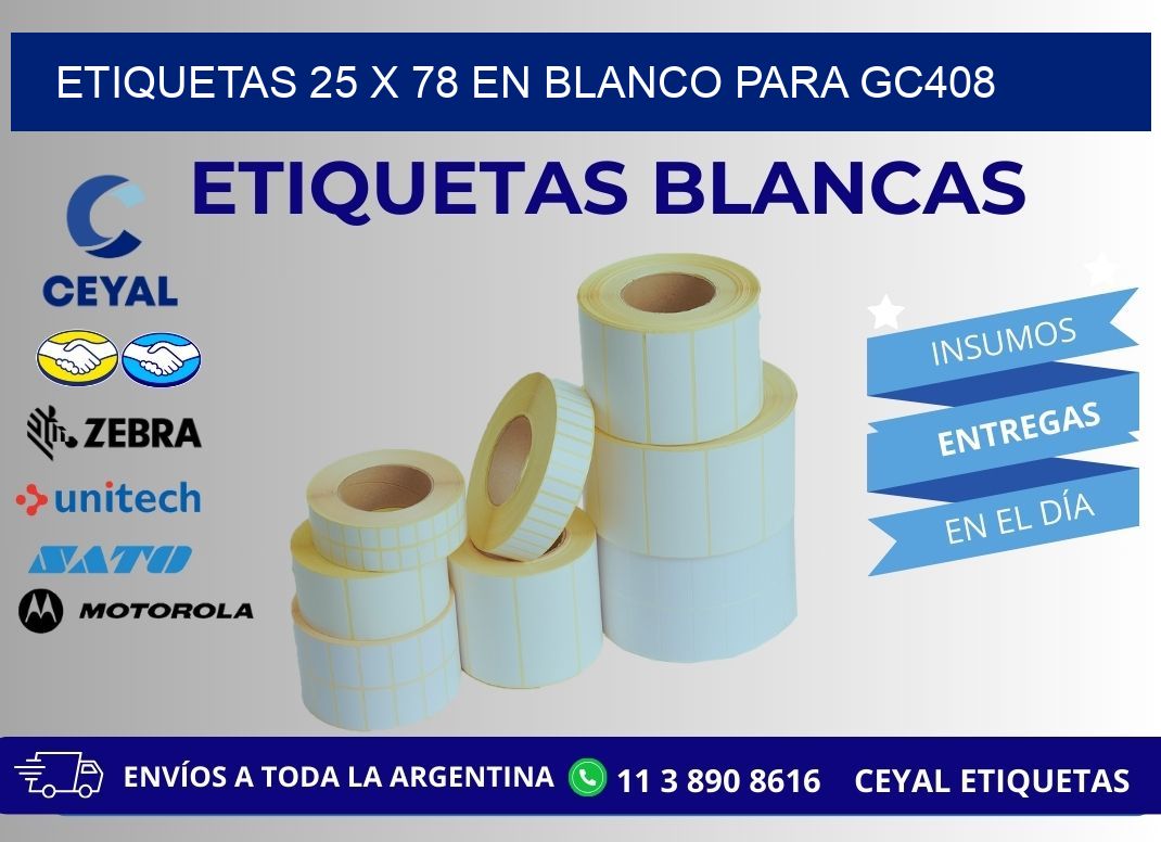 Etiquetas 25 x 78 en blanco para gc408