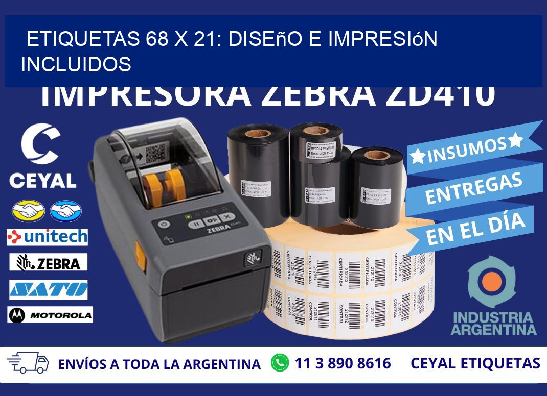 Etiquetas 68 x 21: Diseño e Impresión Incluidos