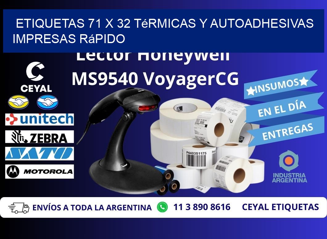 Etiquetas 71 x 32 Térmicas y Autoadhesivas Impresas Rápido