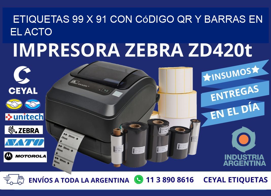 Etiquetas 99 x 91 con Código QR y Barras en el Acto