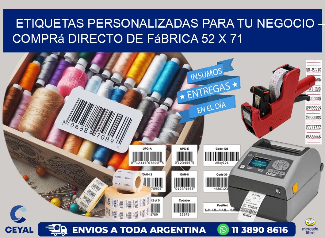 Etiquetas Personalizadas para Tu Negocio – Comprá Directo de Fábrica 52 x 71