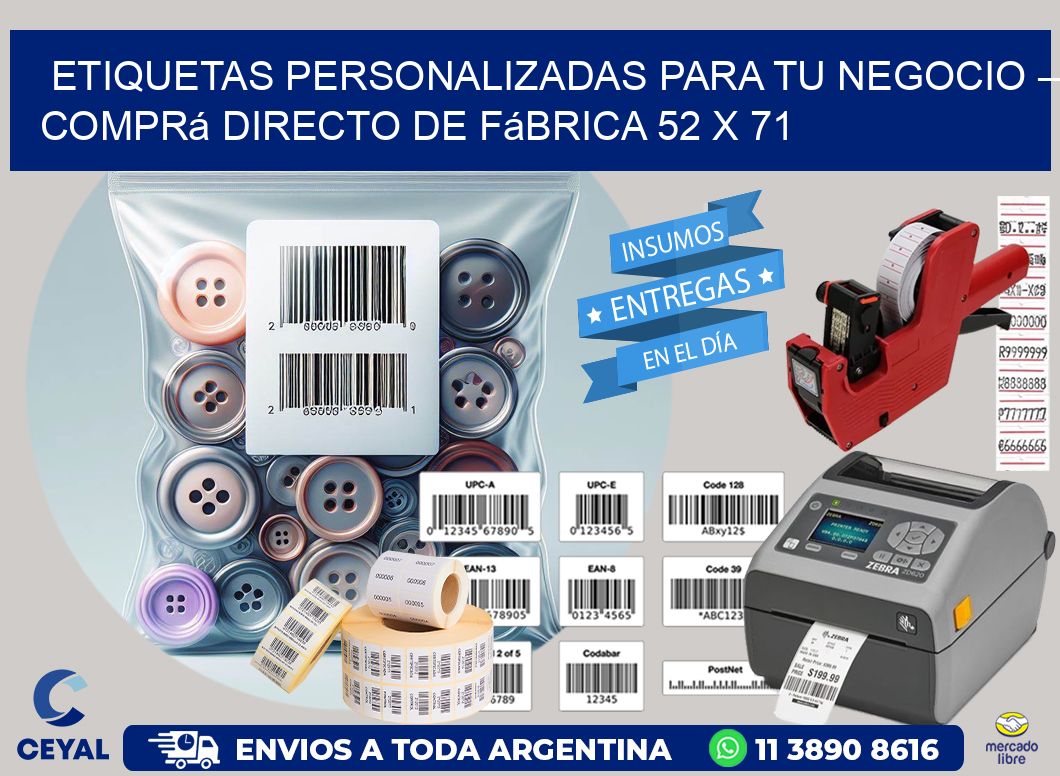 Etiquetas Personalizadas para Tu Negocio – Comprá Directo de Fábrica 52 x 71