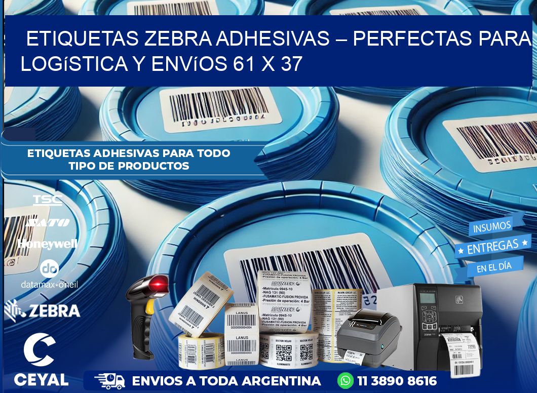 Etiquetas Zebra Adhesivas – Perfectas para Logística y Envíos 61 x 37