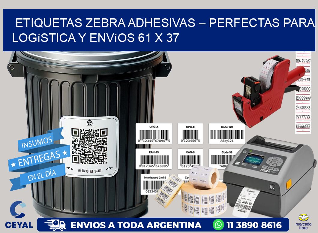 Etiquetas Zebra Adhesivas – Perfectas para Logística y Envíos 61 x 37