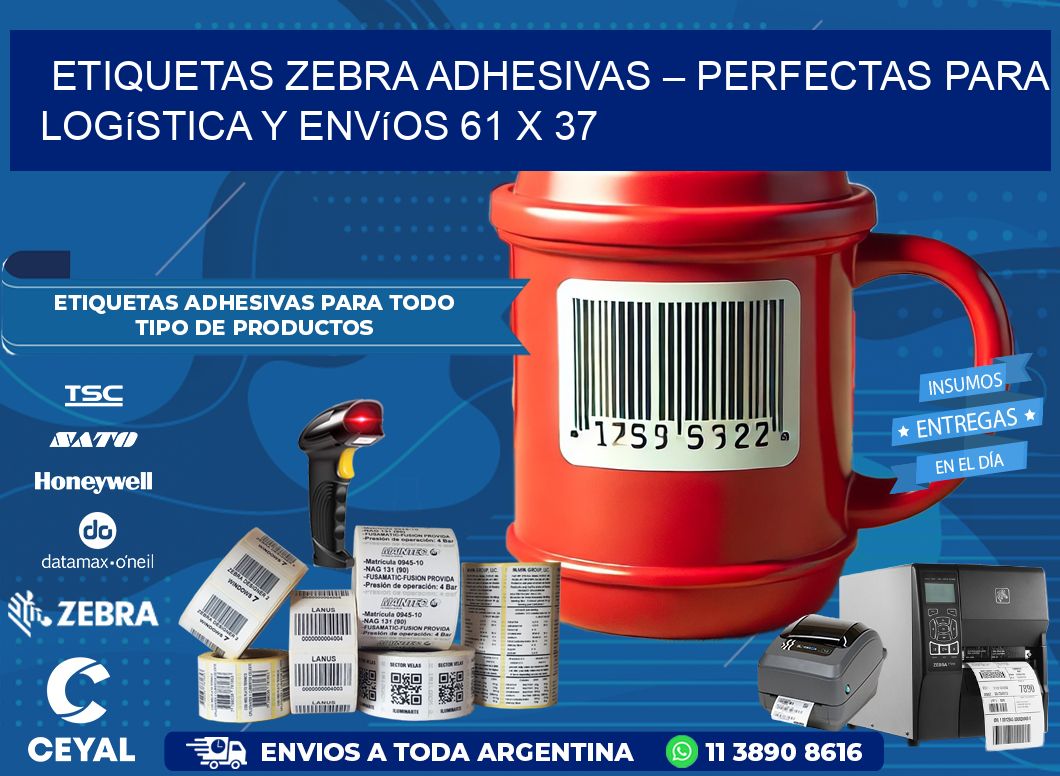 Etiquetas Zebra Adhesivas – Perfectas para Logística y Envíos 61 x 37