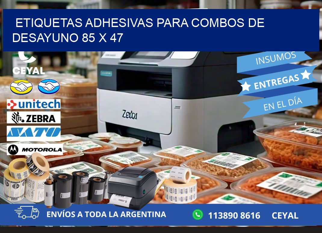 Etiquetas adhesivas para combos de desayuno 85 x 47