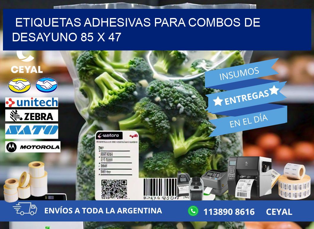 Etiquetas adhesivas para combos de desayuno 85 x 47