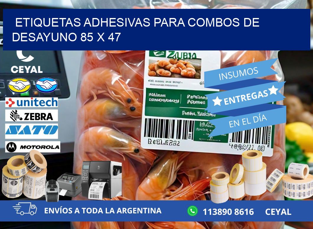 Etiquetas adhesivas para combos de desayuno 85 x 47