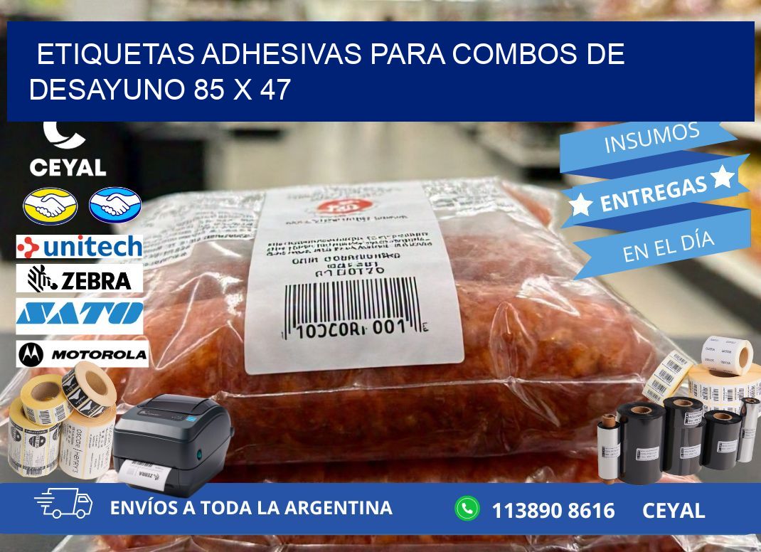 Etiquetas adhesivas para combos de desayuno 85 x 47