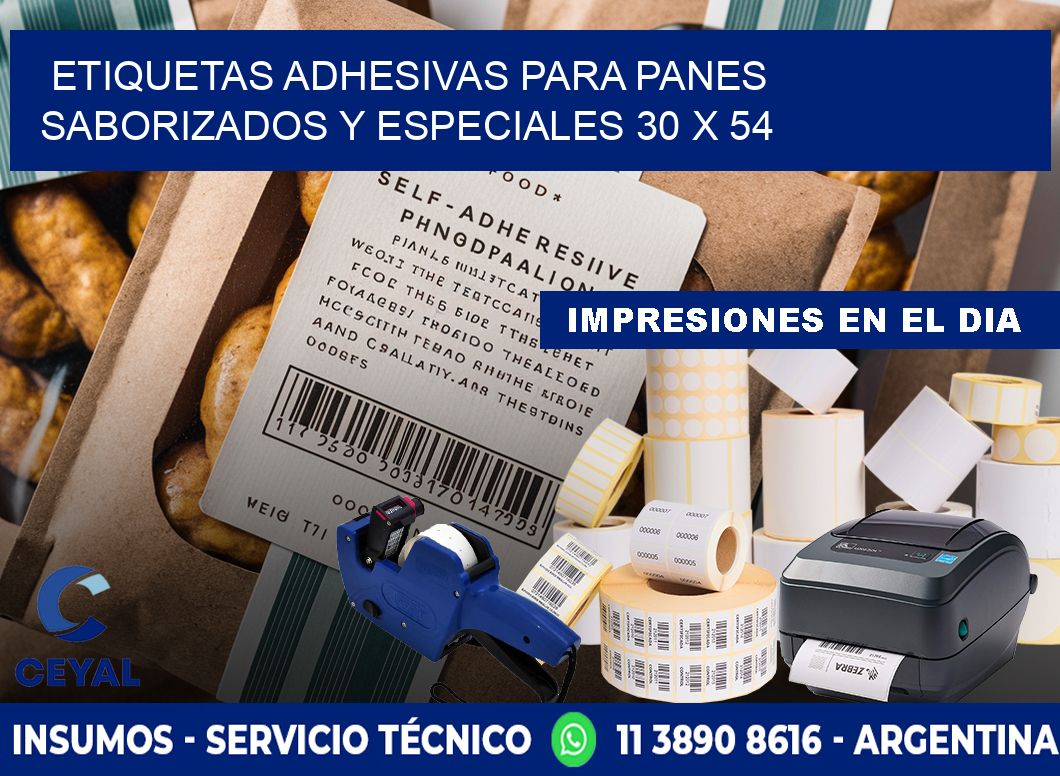 Etiquetas adhesivas para panes saborizados y especiales 30 x 54