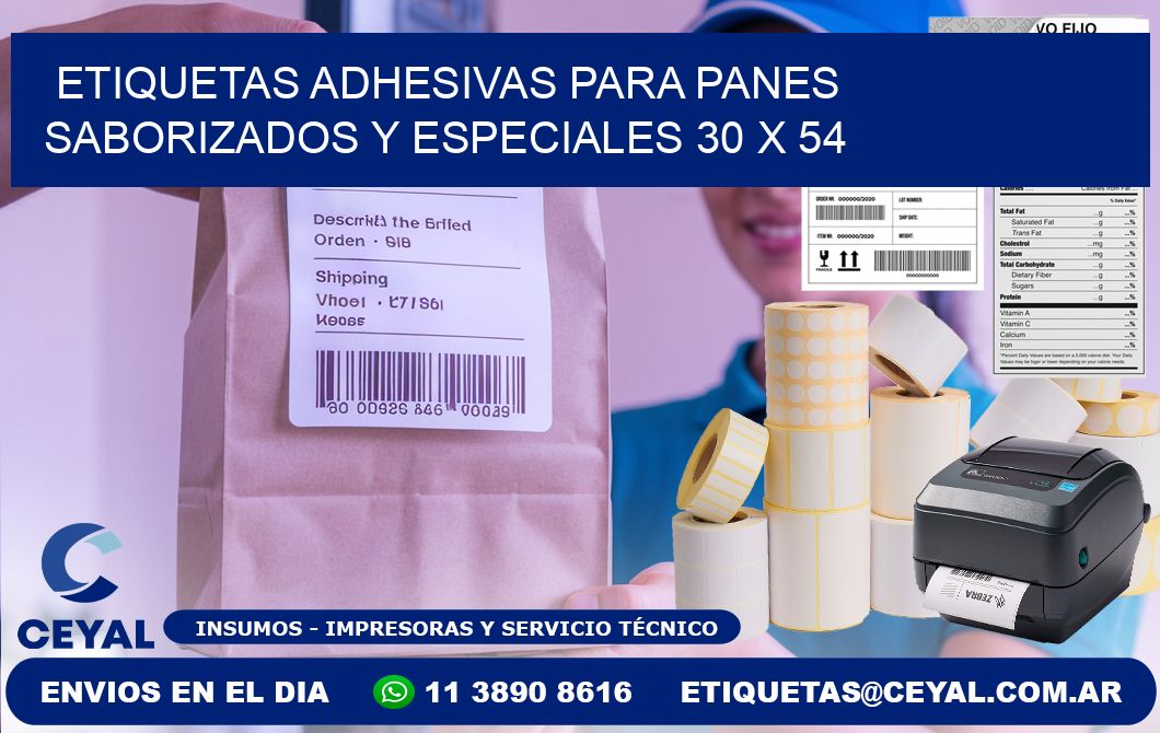 Etiquetas adhesivas para panes saborizados y especiales 30 x 54