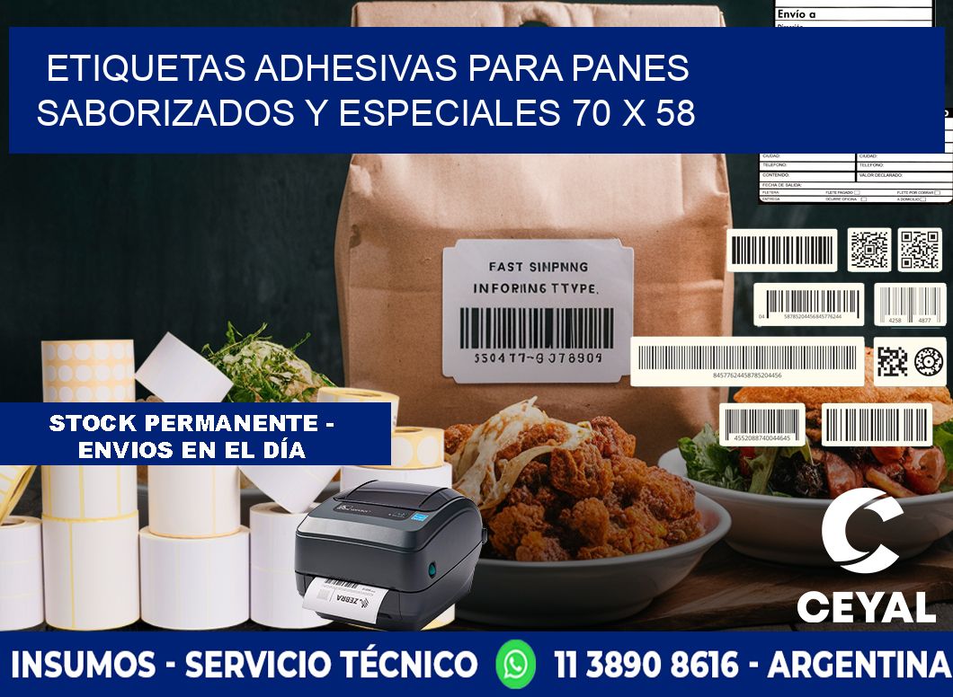 Etiquetas adhesivas para panes saborizados y especiales 70 x 58