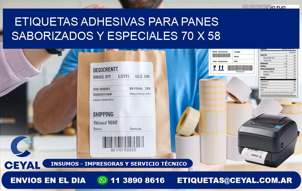 Etiquetas adhesivas para panes saborizados y especiales 70 x 58