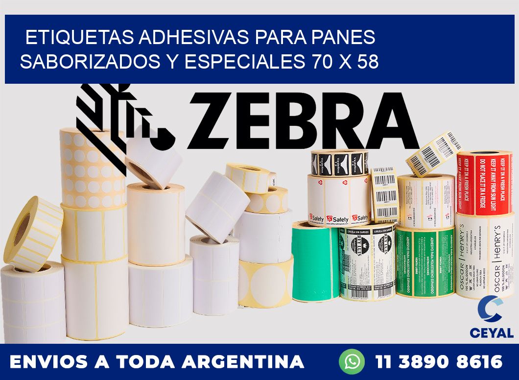 Etiquetas adhesivas para panes saborizados y especiales 70 x 58