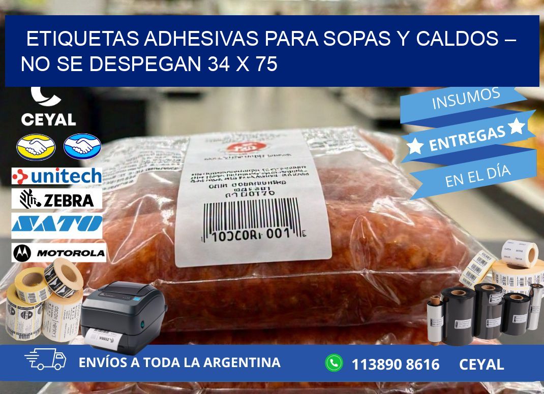 Etiquetas adhesivas para sopas y caldos – No se despegan 34 x 75