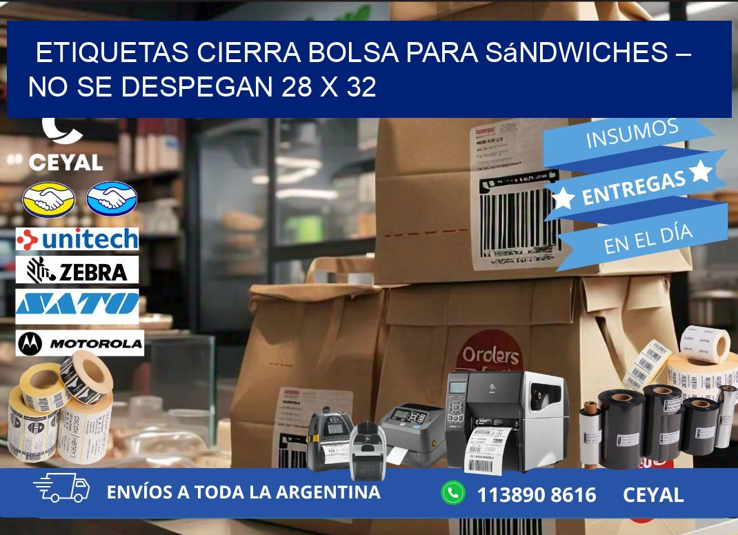 Etiquetas cierra bolsa para sándwiches – No se despegan 28 x 32