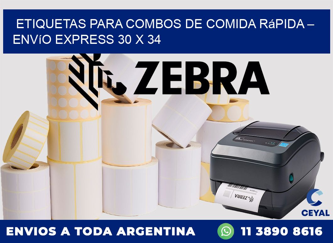 Etiquetas para combos de comida rápida – Envío express 30 x 34