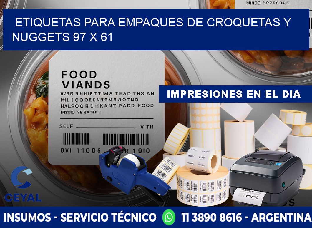 Etiquetas para empaques de croquetas y nuggets 97 x 61