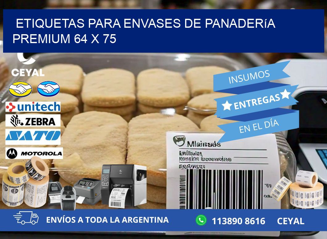 Etiquetas para envases de panadería premium 64 x 75