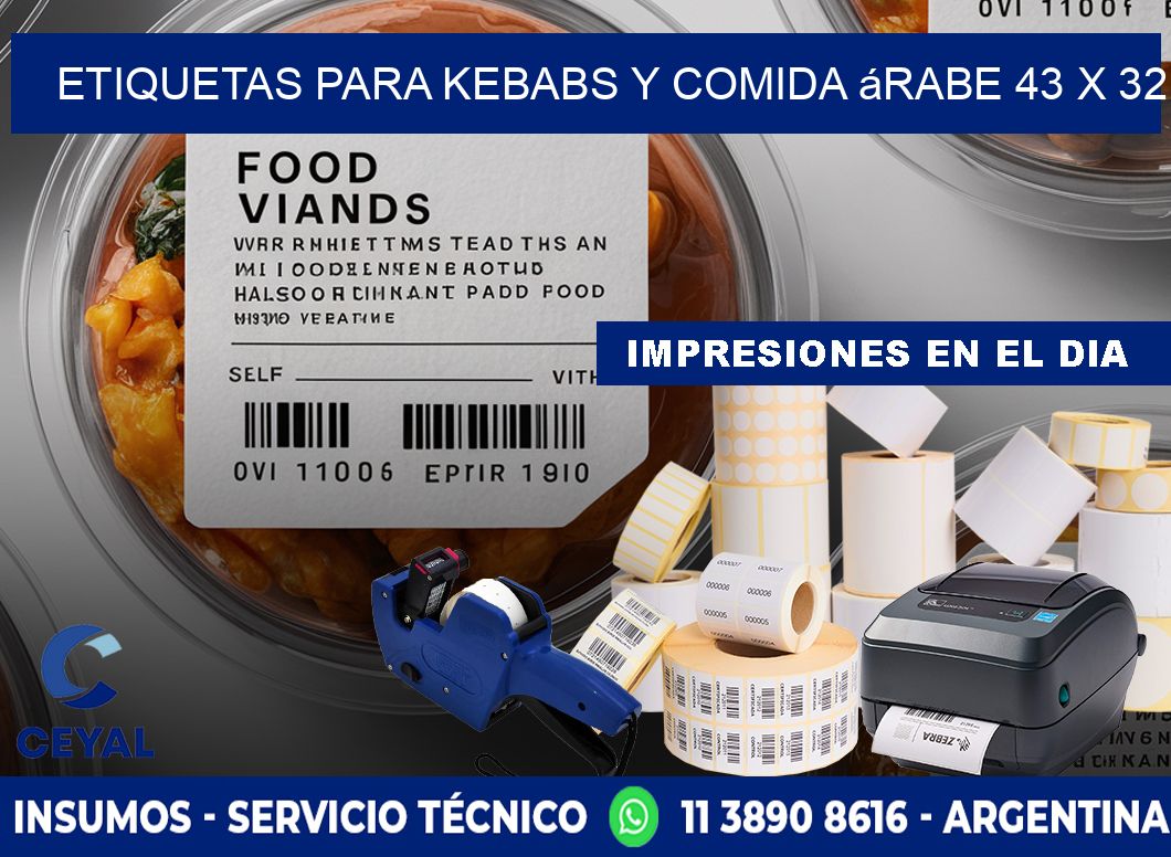 Etiquetas para kebabs y comida árabe 43 x 32