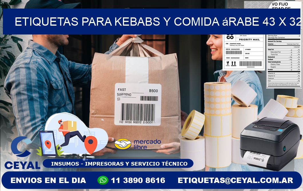 Etiquetas para kebabs y comida árabe 43 x 32