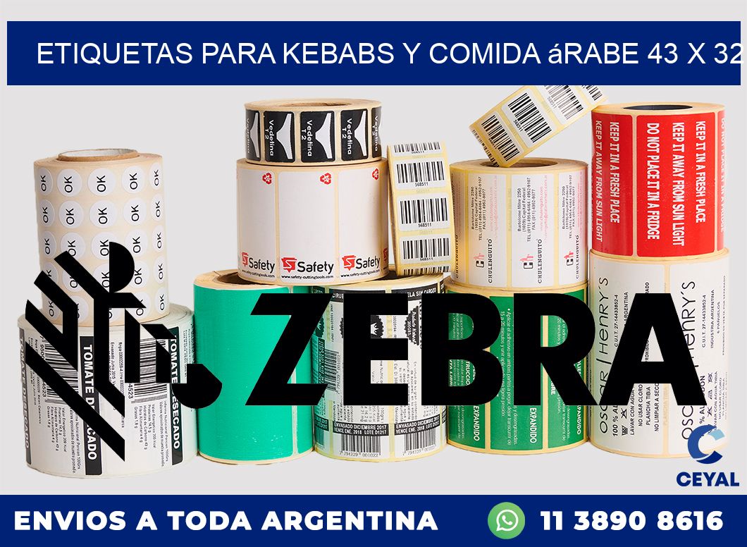 Etiquetas para kebabs y comida árabe 43 x 32